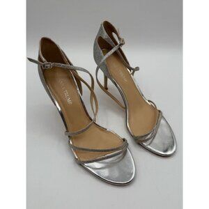 Ivanka Trump Women's Garis Silver Shimmery Strappy Heels Size 9